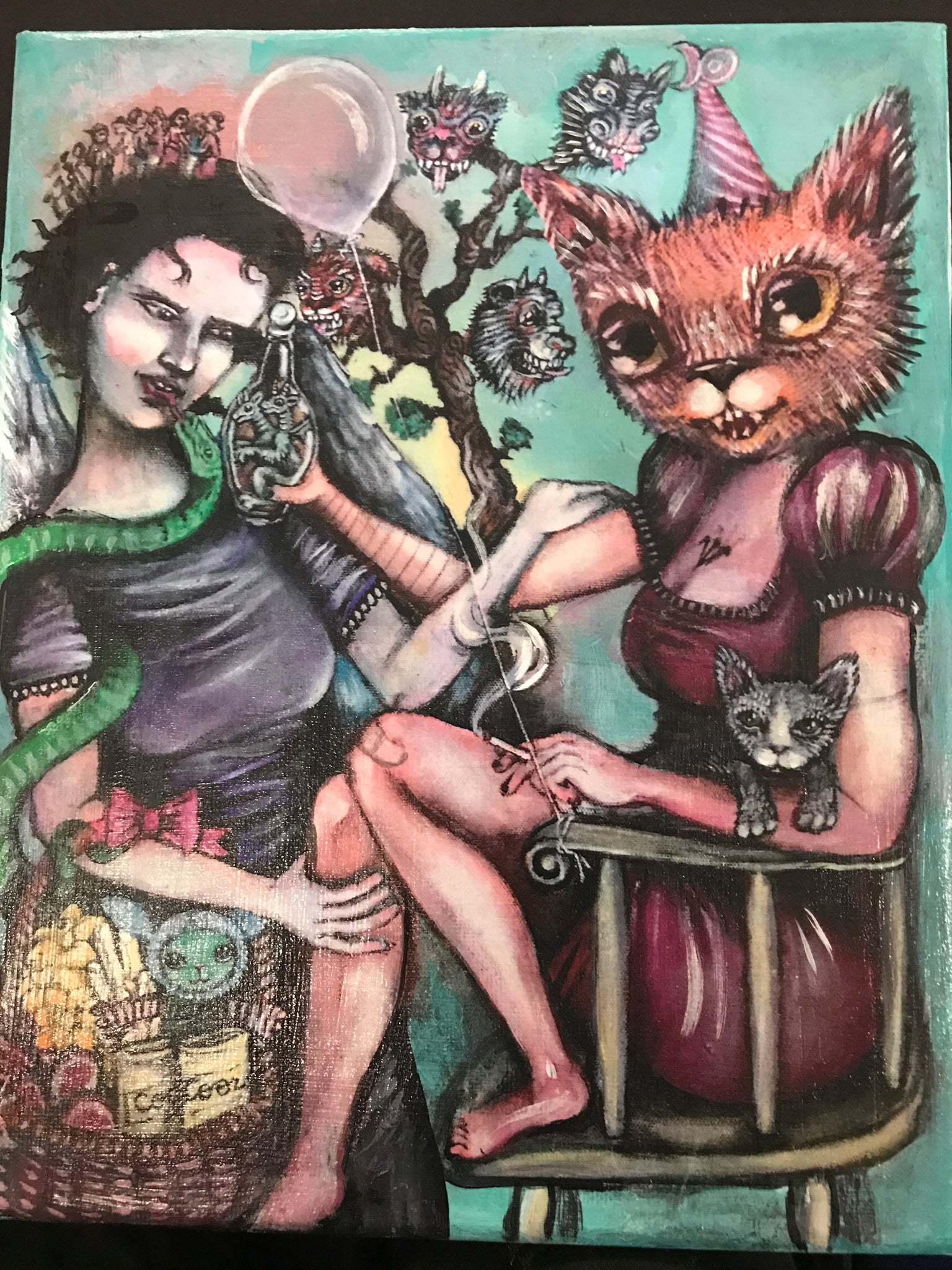 "Cat Talk" on 10"x 8" Canvas Archival Repro