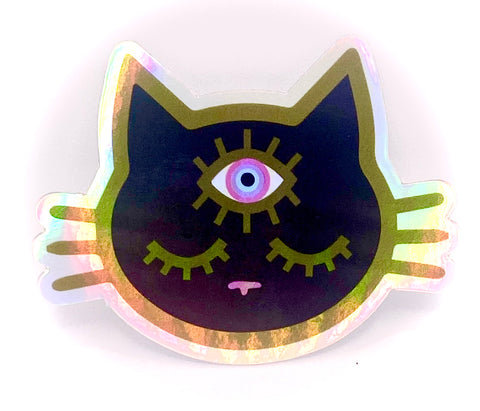 Holographic 3rd eye kitty sticker