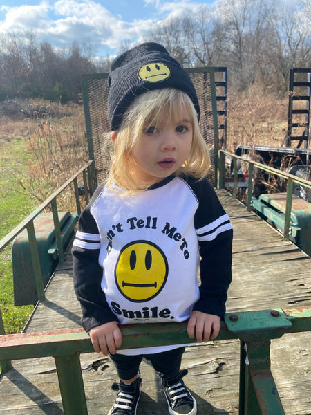 Don't Tell me to Smile Kid's Black Raglan Tee