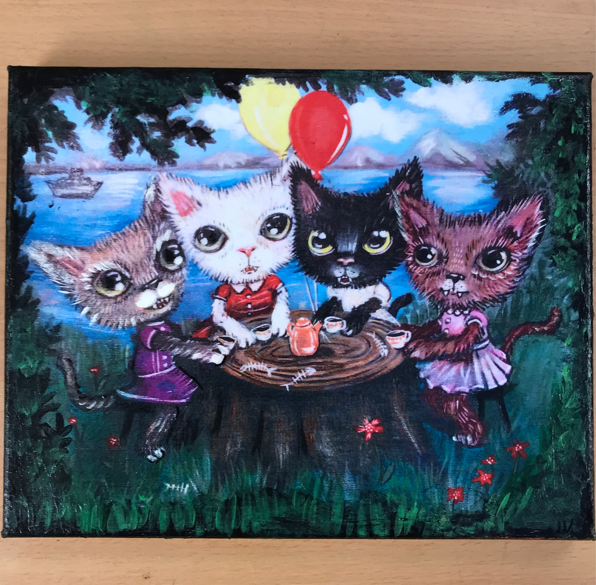 “Kitten Picnic” On 8”x10” Archival Canvas Repo