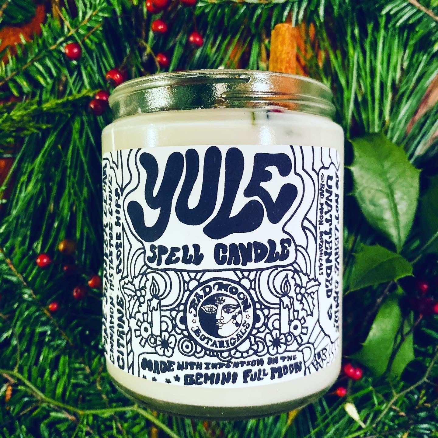 Bad Moon Botanical Yule Spell Candle